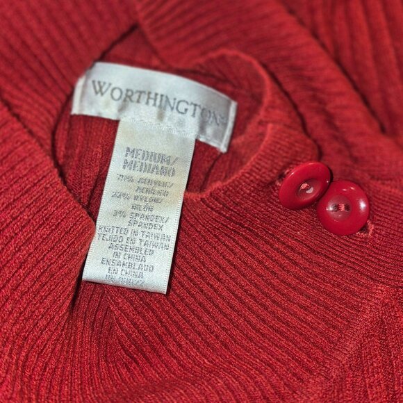 WORTHINGTON Very Pretty Channeled Turtleneck sweater, Red in size Medium - Picture 16 of 16